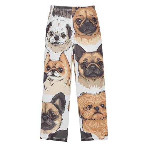 ZZXXB Pomeranian Chihuahua Boys Long Pants Soft Trousers Elastic Waist Kids Lounge Bottoms with Pockets S-XL