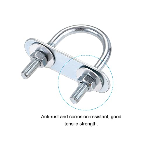 Image of METALLIXITY U Bolts 4 Sets (M6x27x53mm), Round U Bolt Steel with Accessories - for Construction, Pipe