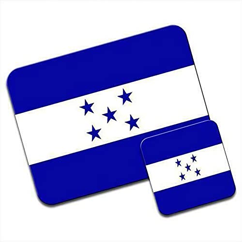 FaceYee Tapis de souris et dessous de verre avec drapeau du Honduras - Accessoires de bureau - 24,1 x 20,3 cm - Couleur : drapeau du Honduras