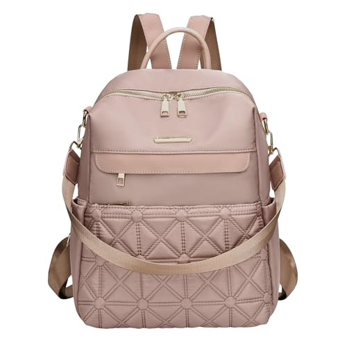 I IHAYNER Womens Backpack Purse Waterproof Nylon Designer Ladies Casual Shoulder Bag Fashion Work Travel Handbags (Pure Pink)