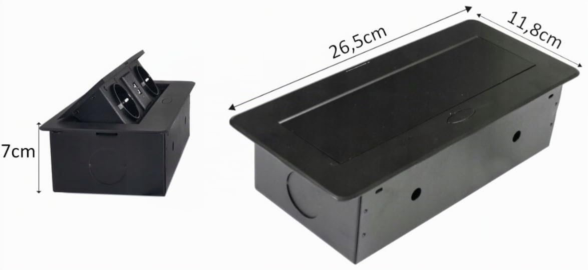 Tischplatte Steckdose mit USB A, Fach Einbausteckdose x2 mit 130cm Kabel, Tischsteckdose Steckdosenleiste Mehrfachsteckdose für Konferenztisch, Arbeitsplatte, Sofatisch (Doppelt + 2xUSB)