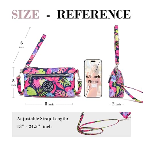 Image of Small Wristlet Wallets for Women Nylon RFID Cross body bag | Cell Phone Purse with Built-In Card Slots for Daily Outings