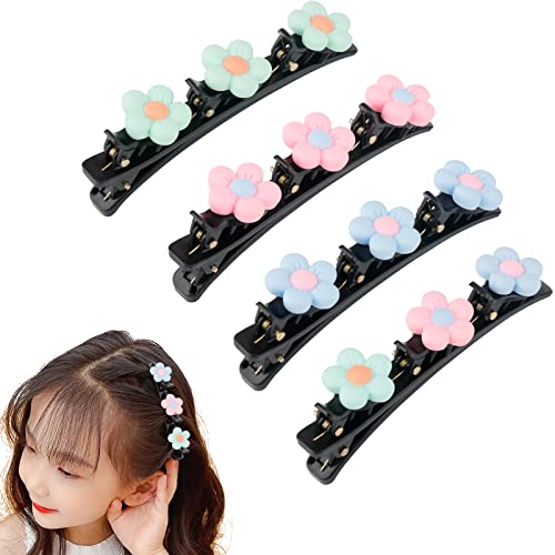 TOOVREN Kolibri Haarspange, Crystal Clips Haarspange, Kolibrin Haarspange mit Kristalblumen, Haarspange mit Drei Klipps, 4 PCS Strass Blume Haarnadel Cover