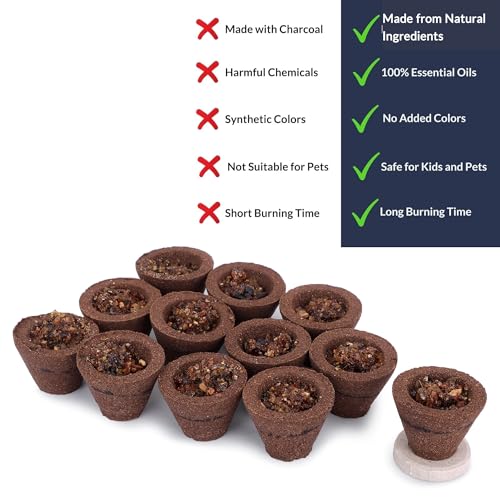 Premium Sambrani Dhoop Cup for Puja - Incense Cones Cup for Relaxation, Stress Relief, Prayer and Meditation - Made up of Natural Organic Ingredients | Pack of 12 | Hashcart®