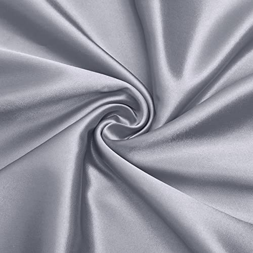 VACVELT Silver Grey Satin Fabric by The Yard 60 Inch Wide (1 Yard)