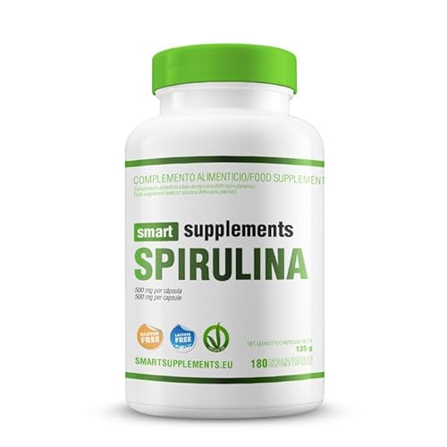 SMART SUPPLEMENTS - Espirulina - 180 Cápsulas Vegetales - Aporta Nutrientes Esenciales - Antioxidante Natural - Energía y Vitalidad - Apoya al Sistema Inmunológico - Mejora la Digestión