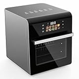 Freidora de aire digital con 10 preajustes, aislamiento térmico y manijas anchas, electrodoméstico saludable de 340 mm para comidas familiares black
