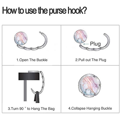 Image of Bosketo Foldable Purse Hook Womens Bag Table Hanger Collection Desk Hooks for Purse (4pack Pretty Marble Hook)