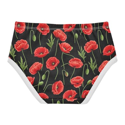 Red Flowers Black Cute Panties Girl Toddlers Underwear Floral Cotton Animal Briefs Underpants 2t2