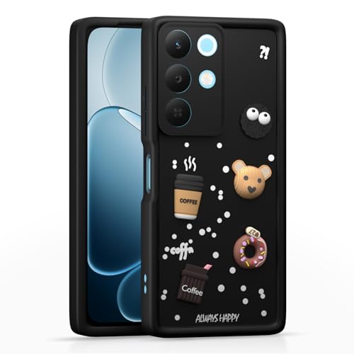 Image of Outlouders Back Cover for Realme Narzo 90X 5G / Realme C85 5G / Realme 15X 5G | 3D Cartoon Bear Cute Fun Silicone Full Body Protection Bumper Case (Black)