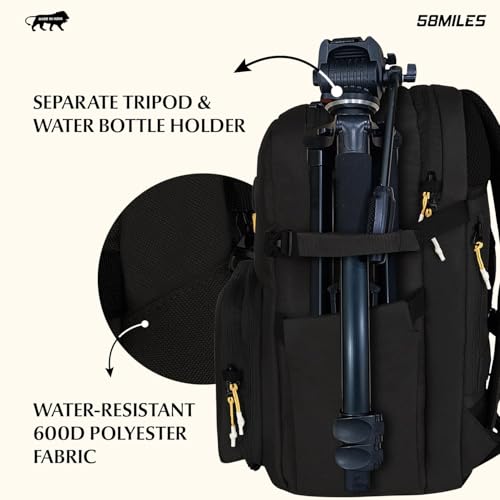 Image of Camera Bag for DSLR & Mirrorless - Professional Travel Camera Backpack - Includes Anti-Theft Zipper, Laptop Compartment, Rain Cover, Shockproof Custom Dividers, Drone, Tripod Holder - Black