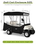 WEIMELL Golf Cart Enclosure 4 Passenger for EZGO RXV 2+2 600D Waterproof Windproof Driving Rain Cover Fit 4-Seater 80" Extended Roof 4-Sided Clear Windows Roll-up Door Black - Image 2