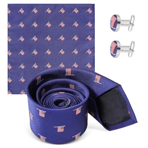 Set de corbata y pañuelo con diseño de bandera de EE.UU. miniatura 4