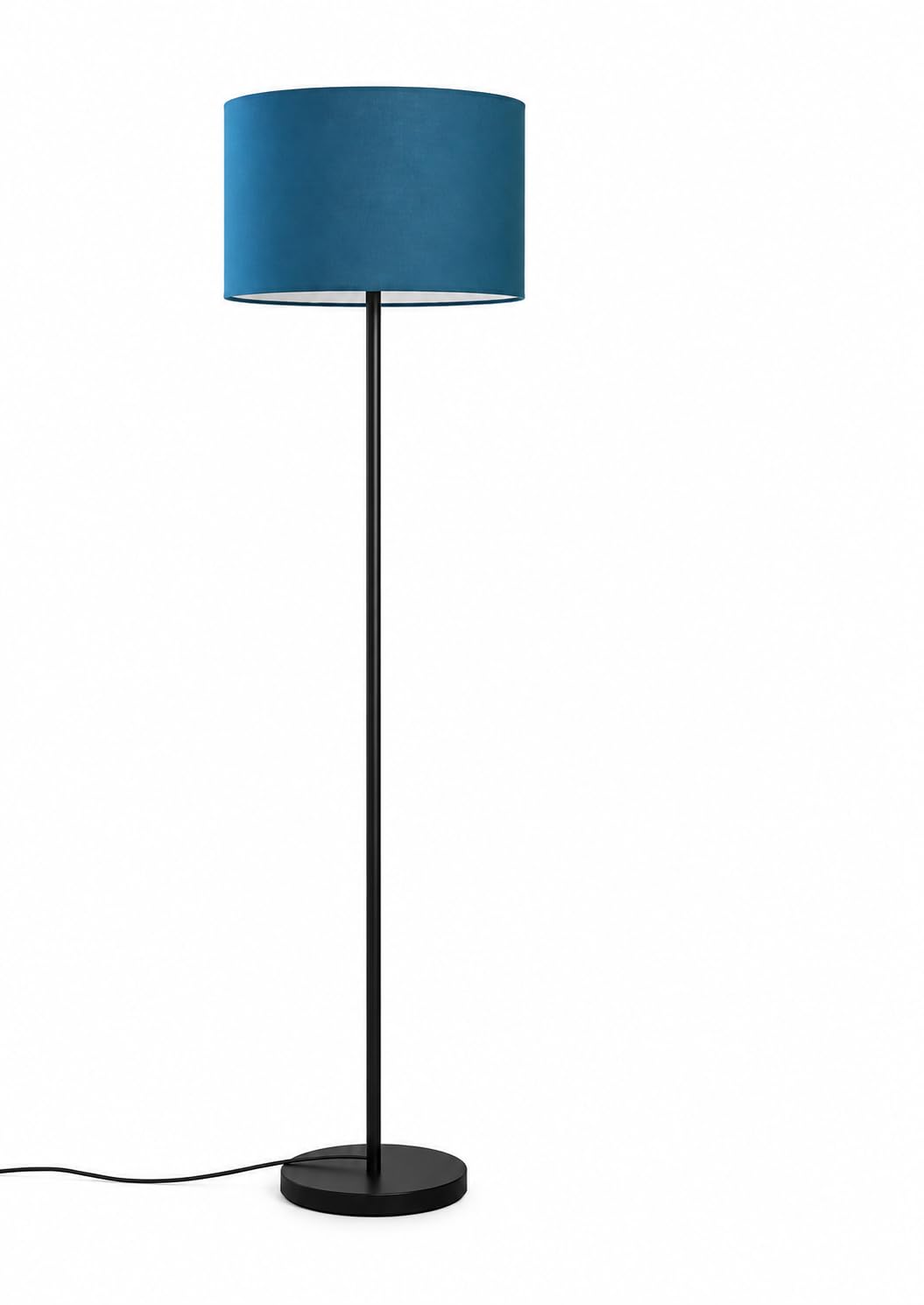 Floor Lamp with Teal Blue Drum Shade and Black Metal Stand | Living Room Lighting, Round Weighted Base, Slim Pole Design, Modern Home Decor, Black Cord Included-picture-16
