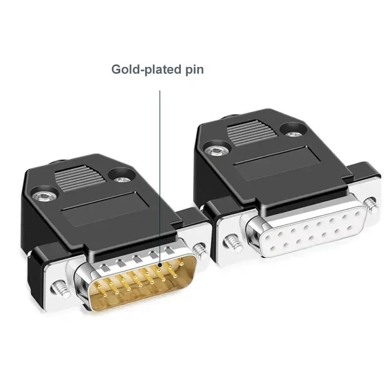 DB15 Welding Male Female Connector 2 Rows 15 Pin Soldering Plug Serial Port Connector DB 15Pin Butt Joint Plug Adapter(Solid Female-S)