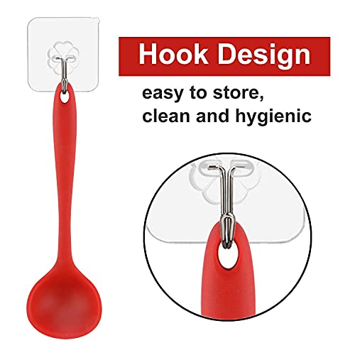 Silicone Wok Spatula, Stir Fry Tuner (Red)+Silicone Ladle Spoon (Red) #TOP6