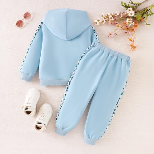 Image of Girls Clothes Fall Winter Toddler Outfits Leopard-print Hoodie Sweatshirt + Sweatpants 2 Piece Set 4-12 Years