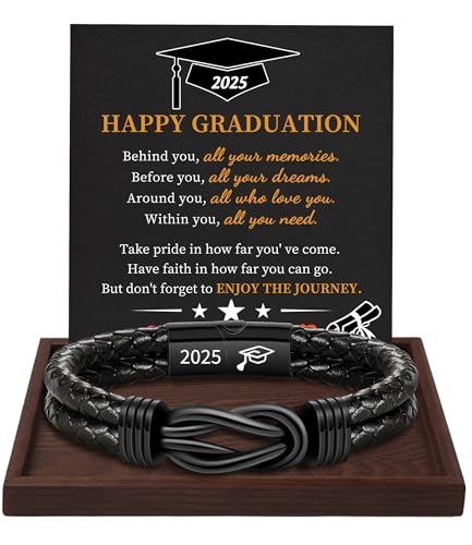 Gifts for Men Leather Bracelet Brown Braided Forever I Love You Gifts for Him Infinity Cuff Bracelets Birthday Gifts for Boyfriend Son Grandson Husband Dad Mens Fathers Day Gift