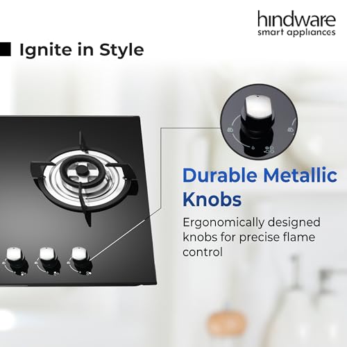 Hindware Smart Appliances | KA Hob Nora Plus | Kitchen Hob | Designer Brass Burners | Auto Ignition | SS Drip Tray | Cast Iron Pan Support | (3... - Image 6