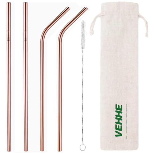 VEHHE Reusable Stainless Steel Drinking Straws (4 Set)