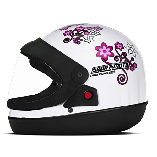 CAPACETE FECHADO PRO TORK SPORT MOTO FOR GIRLS BRANCO TAM. 56