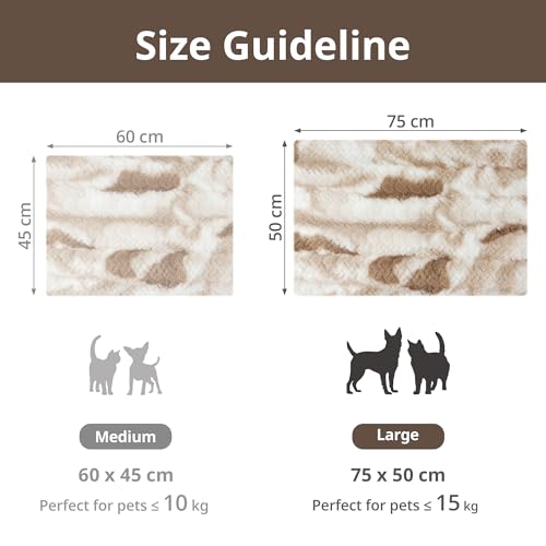 Petace Wärmedecke Katze, Wärmekissen für Katzen und Hunde, Selbstheizende Katzendecke für Innen- und Außenbereich, Anti-Slip selbstwärmende Heizmatte thermische Decke Haustier,75×50cm, braun