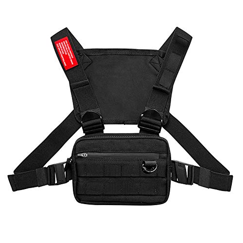 Errum Poitrine Rig Sacs Sangle Gilet, Poches Poitrine Pack, Avant pour Hommes Femmes Poche Poitrine, Multifonctionnel Résistant l'usure Sac d'alpinisme pour Randonnée Camping Courir L'extérieur Cover