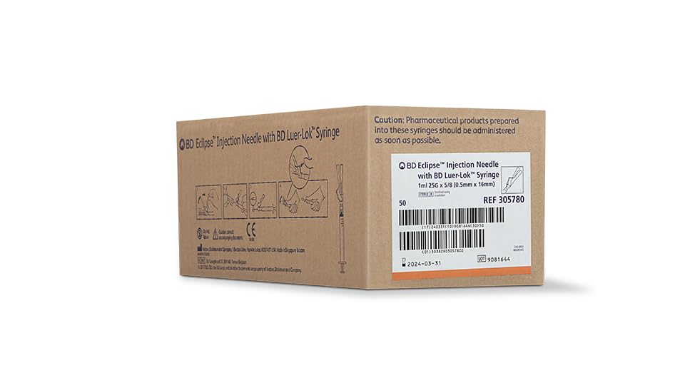 BD Eclipse Needle, 25 G x 5/8 in. #305780, (50 Count)