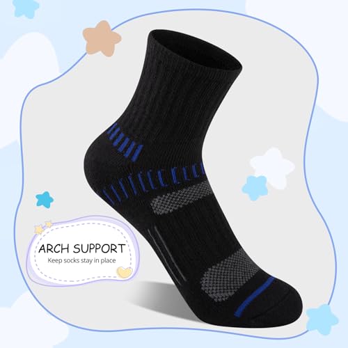 Comfoex Boys Socks Quarter Athletic Ankle Cotton Sports Socks For Kids 8-10 4-6 6-8 Years Old With Cushioned Sole 6 Pairs4