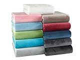 BaSaTex Cashmere Touch Spannbettlaken Spannbetttuch ähnlich Nicky, Teddy, Corals Fleece Topper Boxspring 180x200 bis 200x200 cm Grau