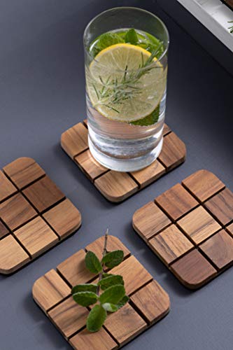 Porta Copos de Madeira - 4 Peças