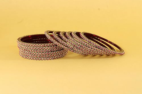 Image of NMII Glass Golden Beads & Pearls Moti Work Designer Bangles Set For Women & Girls | Kanch ki Chudi Set | Girl's Bangles Bracelet | Glass Bangles | Daily, Wedding, Party, Fashion Jewellery- Set of 12