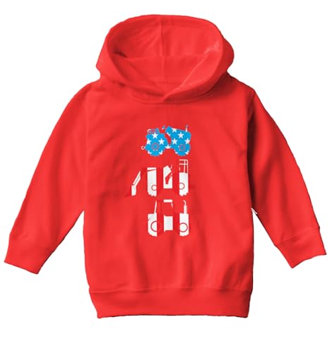 Tcombo American Flag Tractors - USA Toddler/Youth Fleece Hoodie