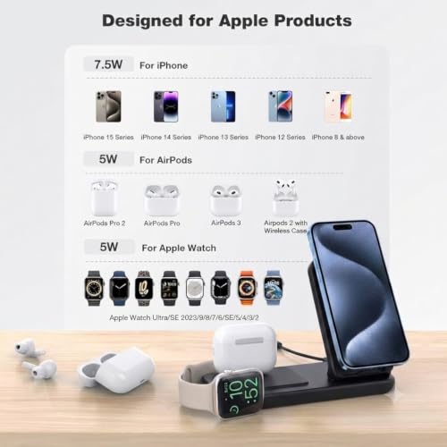 Image of 3-in-1 Wireless Charging Stand for Phone, Watch & Earbuds