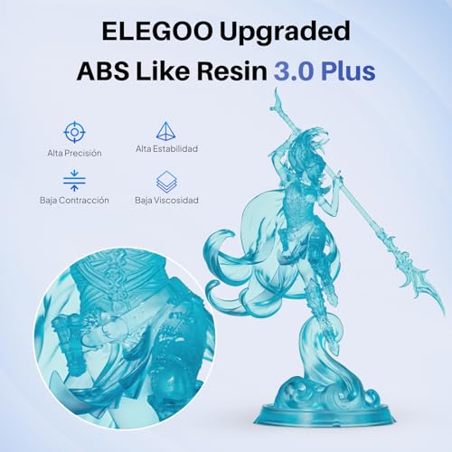 Image of ELEGOO ABS-Like Resin 3.0 Plus, 3D Printer Resin Clear Blue 1000G | Low Viscosity and High Precision, 405nm Rapid UV-Curing Photopolymer Resin, 3D Resin for LCD /DLP 3D Printing