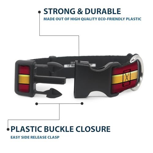 Collar de clip de plástico de Flash para perro con rayas negro y oro ajustable 5