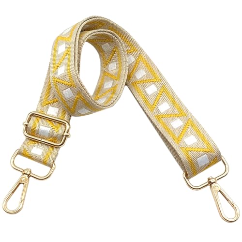 Kolorowy pasek na ramię do torebki dla kobiet pasek do torebki żółty biały regulowany pasek ze złotym karabińczykiem, trwały do Crossbody torebki, torebki, akcesoria DIY dla dziewcząt, 1106
