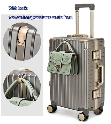 Medium Suitcase 4 Wheels Zipperless Carry on Hard Shell Luggage with Aluminium Frame 360° Spinner Wheels,Silver,22in3