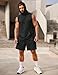 COOFANDY Men's Hooded Sleeveless Workout Shirt Tracksuits 2 Piece Set Casual Short Sets Black
