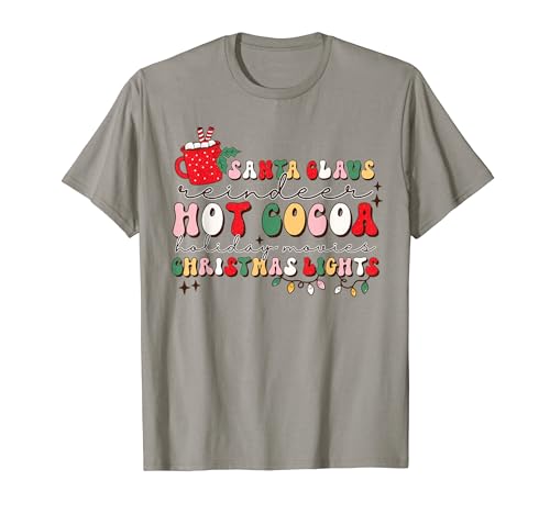 Santa Claus Reno Hot Cocoa Holiday Movies Navidad Lindo Camiseta
