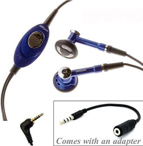 Compatible with Moto E5, E5 Plus - Verizon Wired Headset Handsfree Earphones Dual Earbuds Headphones w Mic with 2.5mm to 3.5mm Adapter [Blue] Works with Motorola Moto E5 Plus