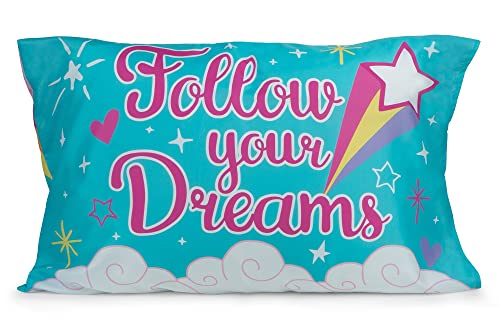 Image of Baby Boom Funhouse Unicorn Love 4 Piece Toddler Bedding Set - Includes Comforter, Sheet Set - Fitted + Top Sheet + Reversible Pillowcase for Girls Bed, Pink