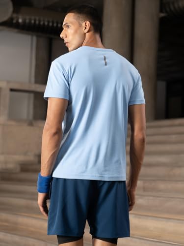 Image of FitMonkey Sports Crew Neck Stretchable Dry Fit T Shirt | Regular Fit Textured T Shirt for Men |Sport T Shirt for Men | Quick Dry Technology with Moisture Control |Breathable & Lightweight
