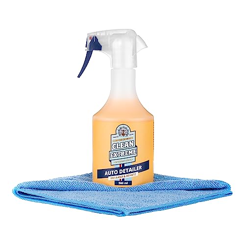 CLEANEXTREME Auto Detailer Brillanz & Schutz Set | 500 ml Spray + Poliertuch | Reinigung, Pflege & Versiegelung - schnelle Lackpflege mit Glanz + Abperleffekt