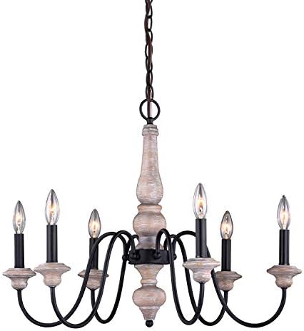 Georgetown 6 Light Gray Wood Farmhouse Chandelier