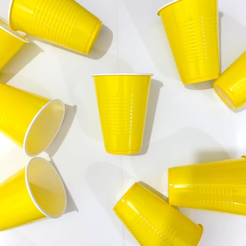 Image of Tickles Pack of 20, Beer Pong Glasses with Free Ping Pong Balls Set, Easy Grip Reusable Drinking Party Cups for Iced Tea, Punch, Cocktail, Couple, Ladies Games (Color: Yellow Size: 475 ml)
