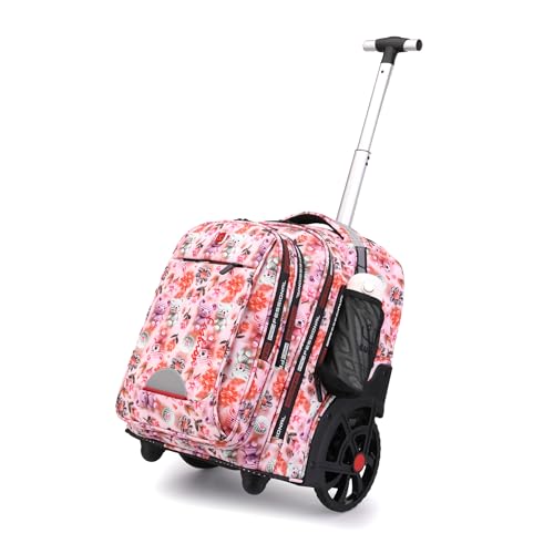 Image of Rolling Backpack 22 Inch Backpack with Wheels for Business, College Student and Travel Commuter, Waterproof Wheeled Backpack (Pink-Flower)