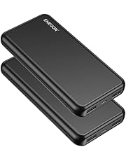 ENEGON Power Bank 10000mAh(2 Pezzi),Batteria Caricatore Portatile con 4 in 1 USB-C Ingressi e Uscite 5V/2.1A, Mini Powerbank per Apple iPhone 14/13/12/11,iPad,AirPods Pro, Xiaomi,Huawei,Samsung (Nero)