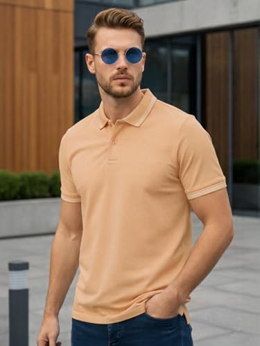 Image of Veirdo Men's Solid Polo T-Shirt Regular Fit, Cotton Fabric, Short Sleeve Casual Wear, Classic Collar,Soft Comfortable Material, (Sizes S to 2XL)