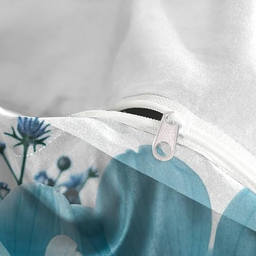Parure de lit fleurs bleues 140x200 en microfibre pour lit simple - 8